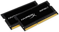 Kingston - Memria Notebook - Kingston HyperX Impact Black 16Gb/1600Mhz DDR3 K2 CL9 2x8Gb SO-DIMM memria