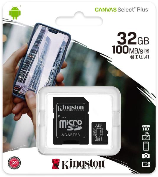 Kingston - Fot memriakrtya - SDmicro 32Gb Kingston SDXC Canvas Select +adapter SDCS2/32GB