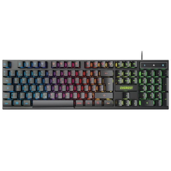 Everest - Billentyzet - Keyboard HU USB Everest Gamer RGB LED Borealis Rainbow KB-188 Black