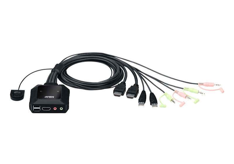 ATEN - Monitor eloszt KVM - CS22H-AT Aten 2-Port USB 4K HDMI + Audio Cable KVM Switch with Remote Port Selector