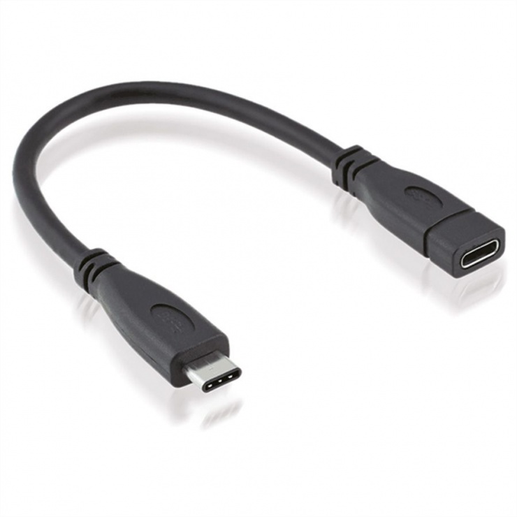 Roline - Kbel - Roline 0,2m USB3.1 Type C F-M kbel, fekete