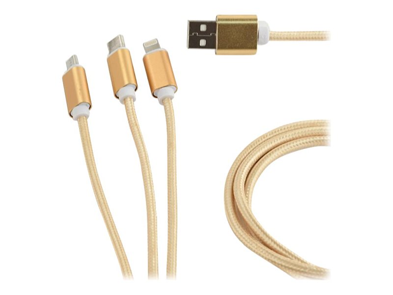 Gembird - Kbel - Kbel USB A-microB+Type C+Lightning 3in1 1m Gold Gembird CC-USB2-AM31-1M-G