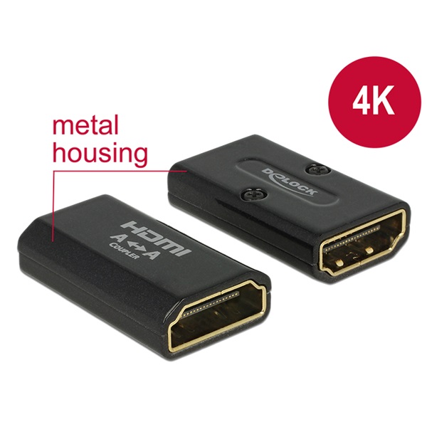 DeLOCK - Kbel Fordit Adapter - DELOCK talakt HDMI-A female to HDMI-A female 4K Gender Changer, fekete 65659