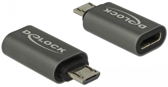 DeLOCK - Kbel Fordit Adapter - Delock USB2.0 Micro-B male - USB Type-C female fordt, antracit