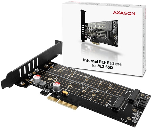 Axagon - Kbel Fordit Adapter - Axagon PCEM2-D PCIE- 2xM.2 adapter